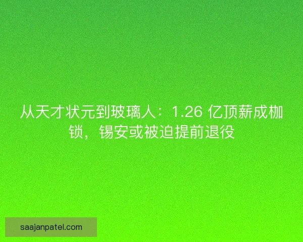 从天才状元到玻璃人：1.26 亿顶薪成枷锁，锡安或被迫提前退役